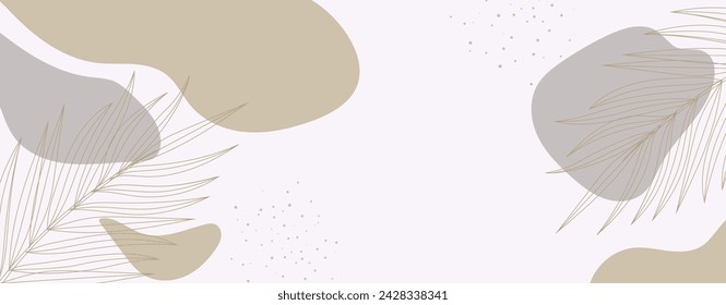 fondo neutro minimalista en colores pastel con elementos de plantas. vector para invitación, tarjeta de felicitación, embalaje, diseño de marca, banner, presentación, cartel, publicidad