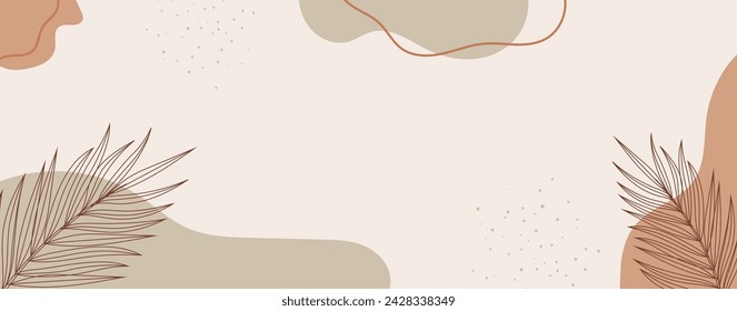 neutral minimal background in pastel colors with plants elements. vector for invitation, greeting card, packaging, branding design, banner, presentation, poster, advertising