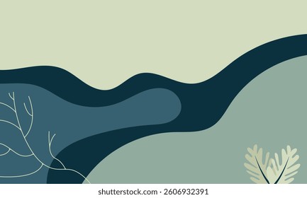 Neutral minimal background in pastel colors with plants floral elements.Vector nature for social media stories and post, invitation, greeting card, packaging, banner, presentation, poster.