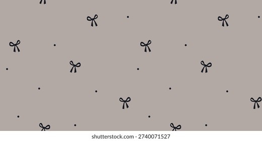 Neutral Minimal Bow Seamless Pattern in Taupe