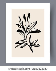 Neutral minimalistic art wall posters in boho style. Abstract printable art works for interior design. Vector illustration. 