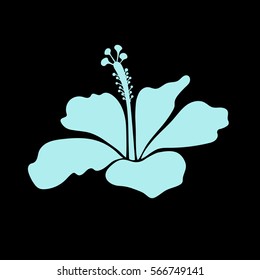 Neutral on black hibiscus flower icon. Vector illustration.