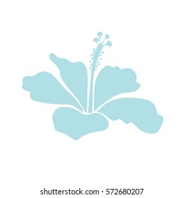 Neutral on white single hibiscus flower. Vector icon with tropical isolated hibiscus flower in watercolor style.