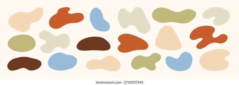 Kit de forma de ameba suave orgánica neutra. Diferente conjunto de forma redonda. Paquete Abstractas de la figura de la mancha. Ilustración vectorial dibujada a mano