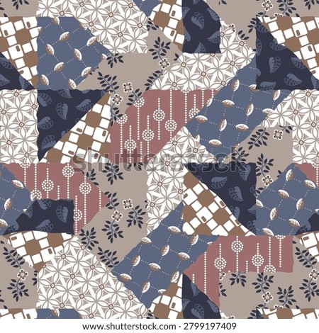 Neutral Patchwork Quilt Seamless Pattern