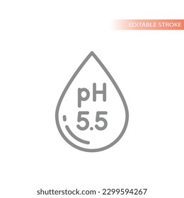 Neutral pH 5,5 vector line label. Water drop and balanced pH outlined badge for cosmetics.
