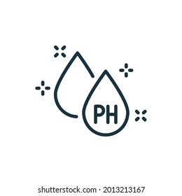 Neutral Ph Balance Line Icon. Free Acidity Concept Linear Pictogram. Non Ph Product for Hair, Skin or Food Outline Icon. Editable Stroke. Isolated Vector Illustration.