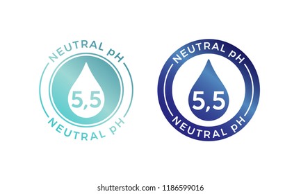 Neutral pH balance logo icon for shampoo or cream. Vector Ph sign label with drop