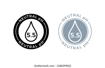 Neutral pH balance logo icon for shampoo or cream. Vector Ph sign label with drop