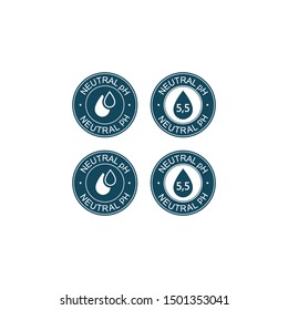 Neutral pH balance logo icon for shampoo or cream. Ph sign label with drop. Vector