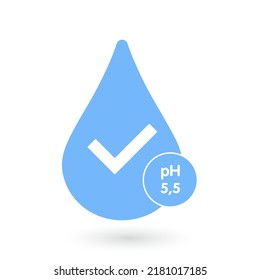Neutral pH balance logo icon. Drop icon with pH 5.5. Vector