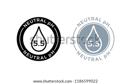 Neutral pH balance logo icon for shampoo or cream. Vector Ph sign label with drop