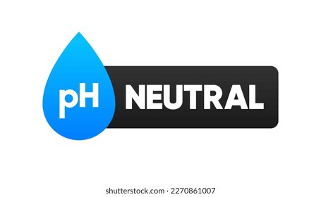 Neutral pH label. Neutral analysis pH values for acidic and alkaline solution. Acid base balance. Vector illustration.