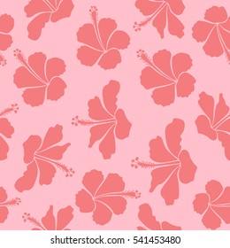 Neutral and pink hibiscus pattern. Exotic vector seamless pattern floral design. Textile print for bed linen, jacket, package design, fabric and fashion concepts. Watercolor floral seamless pattern.