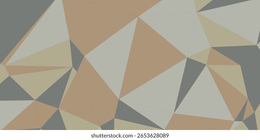 Fondo Abstractas poligonal neutro con triángulos beige, gris y crema en un diseño de baja poli, perfecto para temas minimalistas, diseños modernos o rellenos de fondo.