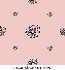 Neutral scandi floral seamless vector background pattern. Stylized paper cut out flower doodle texture. Decorative bright print