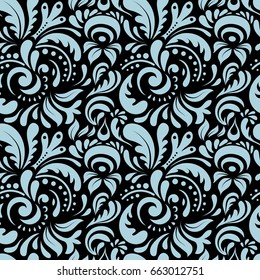 Neutral seamless background doodle ornament pattern. Abstract arabesque background for greeting card, presentation or wedding invitations. Traditional vector gothic damask background.