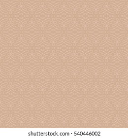 Neutral Seamless Linear Pattern. Tileable Geometric Outline Ornate. Vintage Flourish Vector Background. Pale dogwood color.