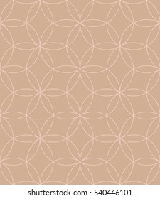 Neutral Seamless Linear Pattern. Tileable Geometric Outline Ornate. Vintage Flourish Vector Background. Pale dogwood color.