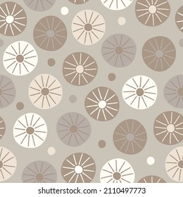 Neutral seamless pattern with folk flowers. Modern floral design. Vector illustration.