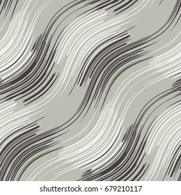 Neutral Slanted Wavy Brushed Striped Pattern