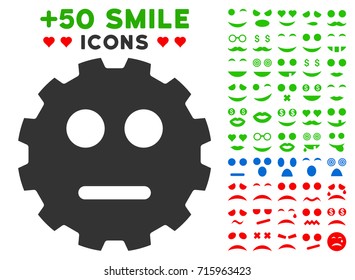 Neutral Smiley Gear pictograph with bonus emotion pictograph collection. Vector illustration style is flat iconic symbols for web design, app user interfaces.