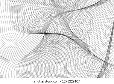 Neutral thin line wave texture or pattern with stripes in minimal style for web page. Trendy vector illustration with wavy lines on light gray background