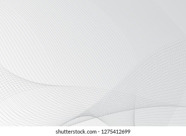 Neutral thin line wave texture or pattern with stripes in minimal style for web page. Trendy vector illustration with wavy lines on light gray background