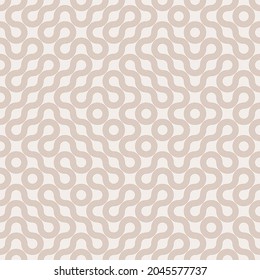 Neutral Truchet kursiert Offsetdesign. Geometrisches Vektormuster. Circular rosa Labyrinth hintergrund.