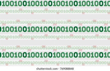 Neutral vector seamless pattern with one and zero numbers, green and gray colors