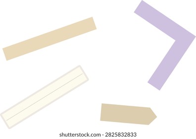 Neutral Washi Tape EPS Elements, Transparent Background, Minimal Scrapbook Tape Set
