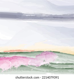 neutral watercolor landscape in vector