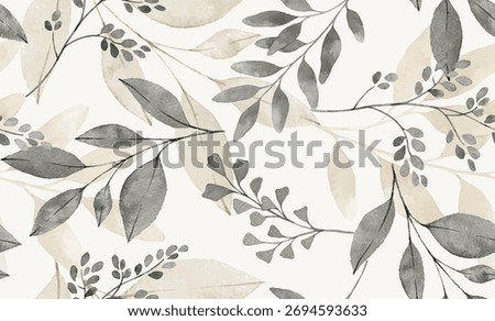 Neutral Watercolor Leaves Pattern design art