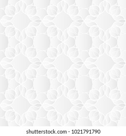 Neutral white abstract texture. Decorative background with 3d pleated paper effect. Vector seamless repeating pattern.