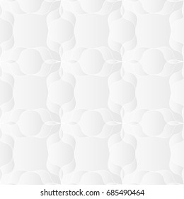 Neutral white abstract texture. Decorative background with 3d pleated paper effect. Vector seamless repeating pattern.