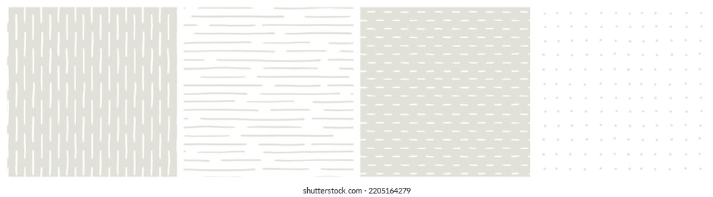 Neutraler weißer und beiger Hintergrund. Spot und Hub subtile nahtlose Muster für Bettwäsche oder Küchentextilien, Kindergartendekoration.