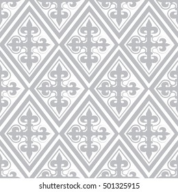 Neutral white corporate background with gray crosses and rhombuses. Seamless vector pattern.Modern graphic design