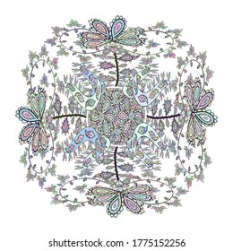 Neutral, white and gray on colors. Doodles pattern. Tender fabric pattern. Vector. Sketch Abstract interesting background.