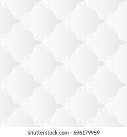 Neutral white texture. Abstract geometric background with 3d effect. Vector seamless repeating pattern.