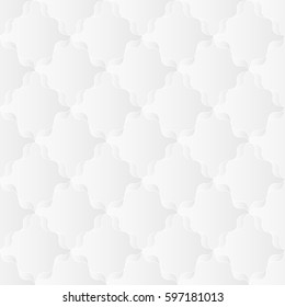 Neutral white texture. Abstract ribbon trellis background with 3d pleated paper effect. Vector seamless repeating pattern.