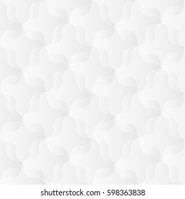 Neutral white texture. Abstract ribbon trellis background with 3d pleated paper effect. Vector seamless repeating pattern.