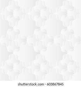 Neutral white texture. Abstract ribbon trellis background with 3d pleated paper effect. Vector seamless repeating pattern.