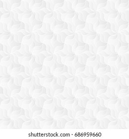 Neutral white texture. Decorative background with 3d pleated paper effect. Vector seamless repeating pattern with floral elements.
