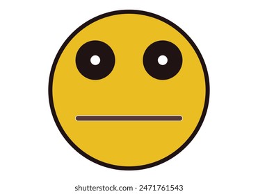 Neutral yellow face emoticon on white background.