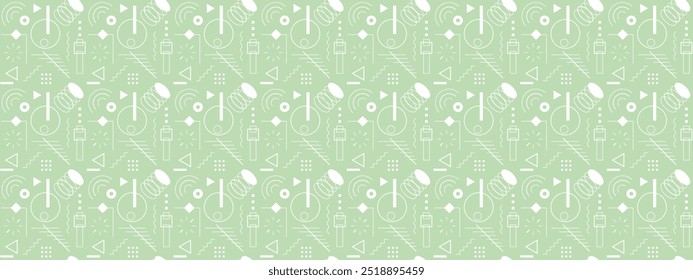 Patrón transparente abstracto de color neutro. Infinitas Formas gráficas de bauhaus Anuncio Horizontal. Fondo contemporáneo estético de colores neutros de moda. Textura de estilo boho verde claro pastel eps print