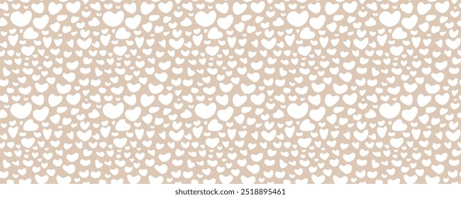 Neutrals color abstract seamless pattern. Beige endless graphic heart shapes horizontal banner. Trendy neutral colors aesthetic contemporary background. Pastel light brown boho style texture eps print