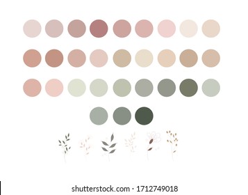 neutrals color palette and abstract flowers, procreate  swatches, workpiece icons. Highlights of Cover Stories.