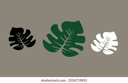 "Neutrals" Vector illustration green leaves with 6 holes
