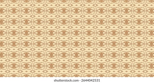 Padrão geométrico floral vintage de tom neutro, versátil para desenhos retrô-temáticos, papéis de parede e criações de tecido inspirado na antiguidade.