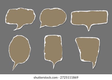 Neutral-toned torn paper speech bubble templates with craft aesthetics. Perfect for notes, dialogs, posters, educational content, and creative layouts.
